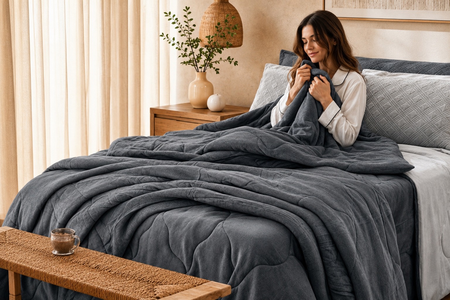Edredom Plush cinza aconchegante